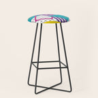 Memphis Pattern - 80s Retro White Stool Gallery Image 1