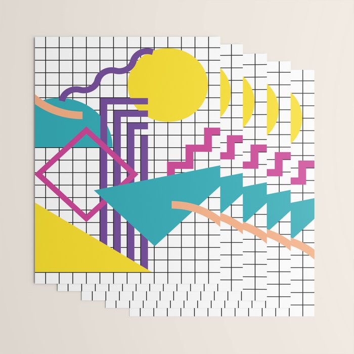 Memphis Pattern - 80s Retro White Wrapping Paper Gallery Image 3