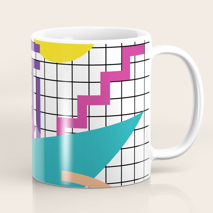 Memphis Pattern - 80s Retro White Coffee Mug Gallery Image 1