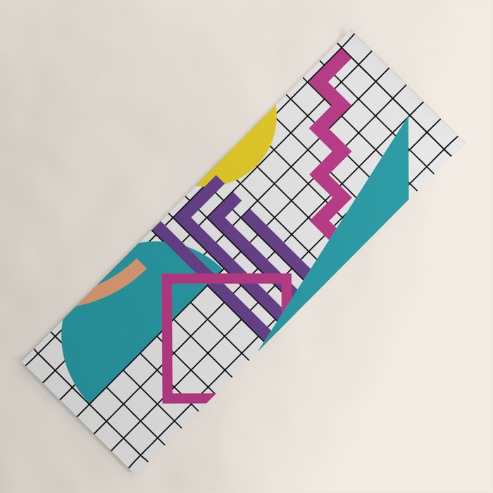 Memphis Pattern - 80s Retro White Yoga Mat Gallery Image 1