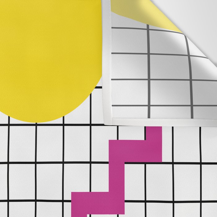 Memphis Pattern - 80s Retro White Wall Tapestry Gallery Image 3