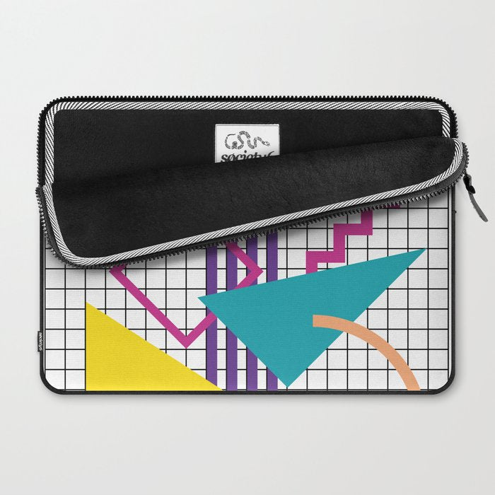 Memphis Pattern - 80s Retro White Laptop Sleeve Gallery Image 2
