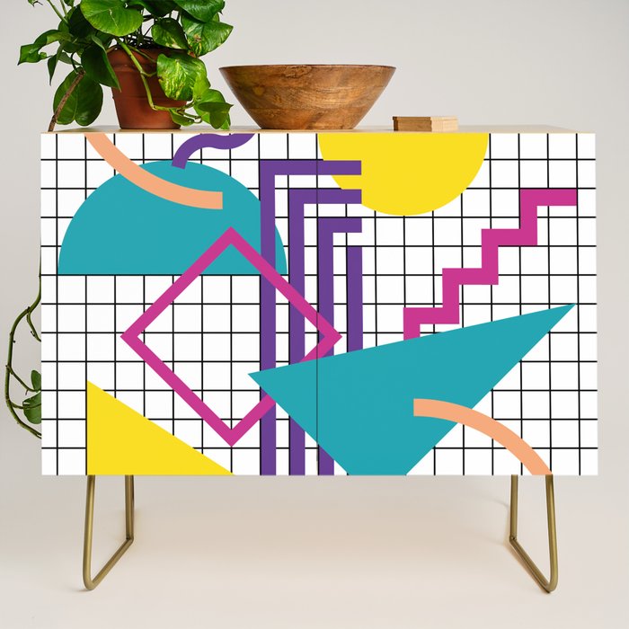 Memphis Pattern - 80s Retro White Credenza Gallery Image 1