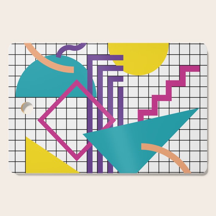 Memphis Pattern - 80s Retro White Cutting Board Gallery Image 1