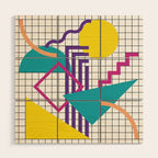 Memphis Pattern - 80s Retro White Wood Wall Art Gallery Image 1