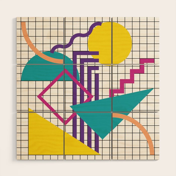 Memphis Pattern - 80s Retro White Wood Wall Art Gallery Image 1