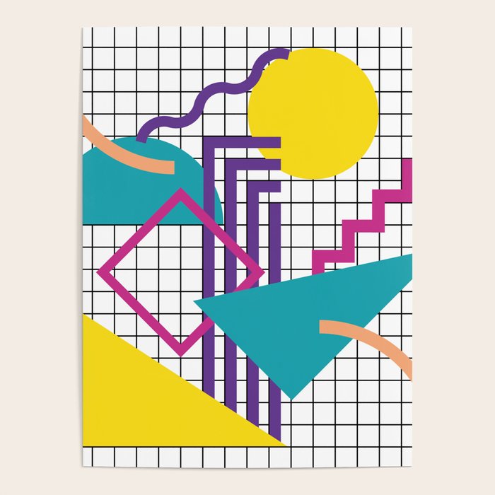 Memphis Pattern - 80s Retro White Poster Gallery Image 1