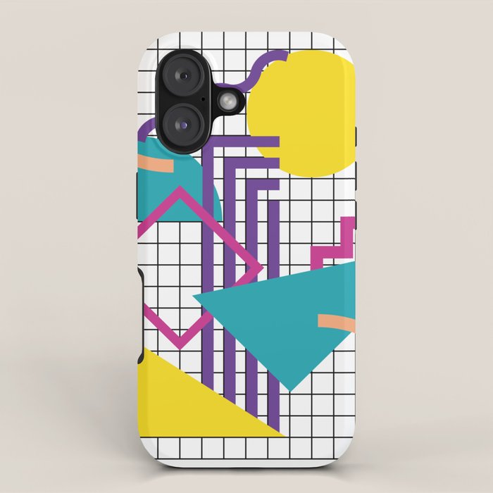 Memphis Pattern - 80s Retro White iPhone Case Gallery Image 1