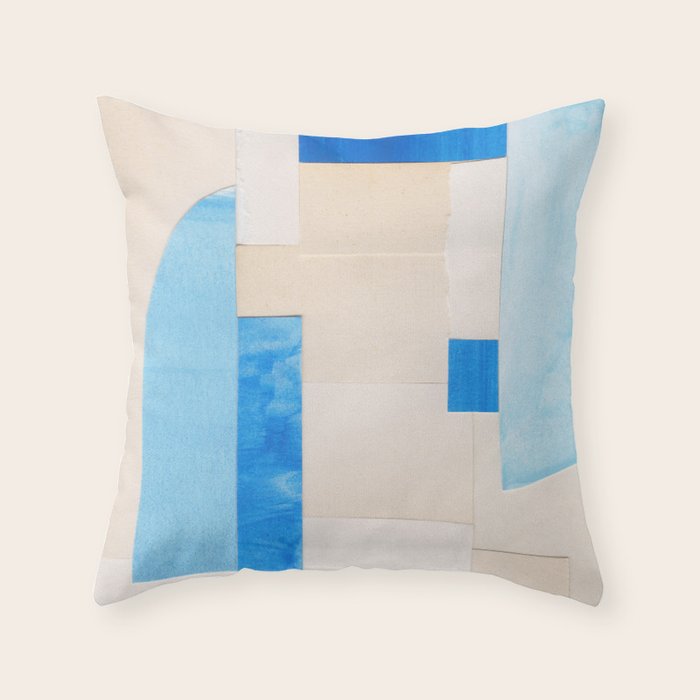 Blue Abstract Collage #2 Throw Pillow Gallery Image 1