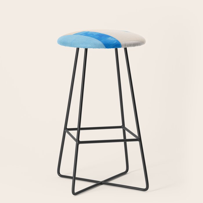 Blue Abstract Collage #2 Stool Gallery Image 1