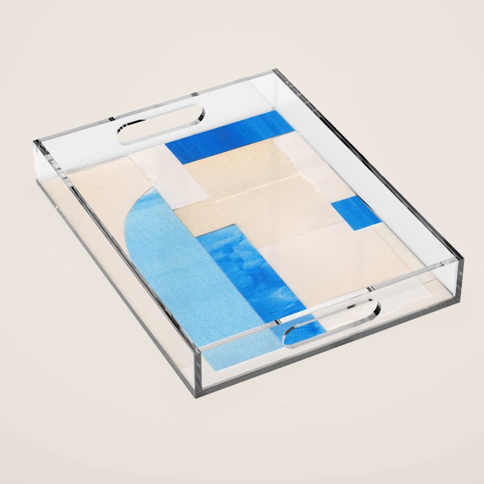 Blue Abstract Collage #2 Acrylic Tray Gallery Image 1