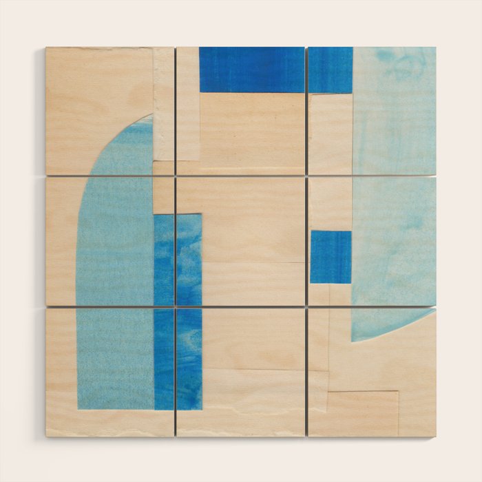 Blue Abstract Collage #2 Wood Wall Art Gallery Image 1