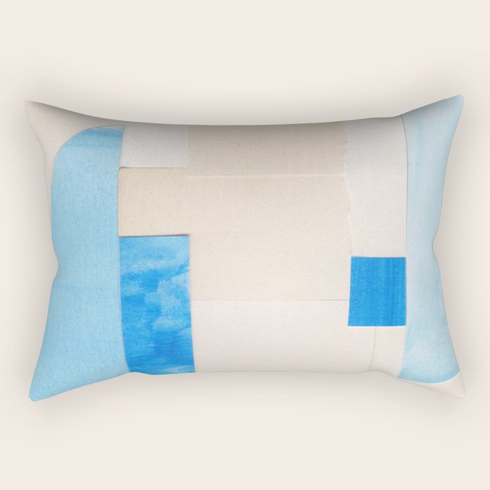Blue Abstract Collage #2 Rectangular Pillow Gallery Image 2