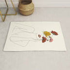 Colorful Thoughts Minimal Line Art Woman with Flowers Rug Gallery Image 1
