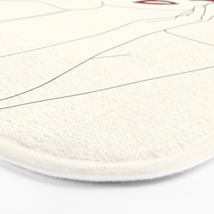 Colorful Thoughts Minimal Line Art Woman with Flowers Bath Mat Gallery Image 3