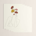 Colorful Thoughts Minimal Line Art Woman with Flowers Wrapping Paper Gallery Image 3