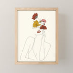 Colorful Thoughts Minimal Line Art Woman with Flowers Mini Art Print Gallery Image 1