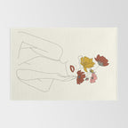 Colorful Thoughts Minimal Line Art Woman with Flowers Rug Gallery Image 2