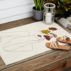 Colorful Thoughts Minimal Line Art Woman with Flowers Outdoor Rug Gallery Image 2