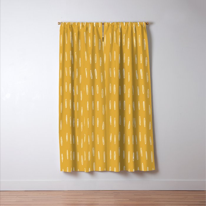 Raindrop Abstract Boho Pattern, Yellow Window Curtain Gallery Image 3