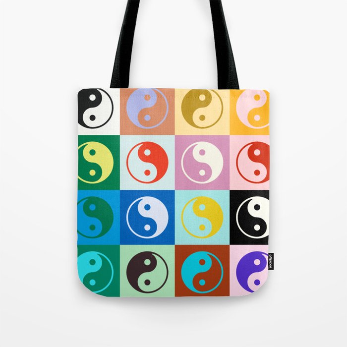 Checkered Yin Yang Pattern (Color Block Version) Tote Bag Gallery Image 1