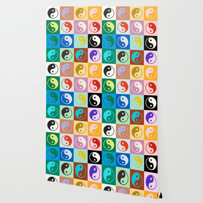 Checkered Yin Yang Pattern (Color Block Version) Wallpaper Gallery Image 2