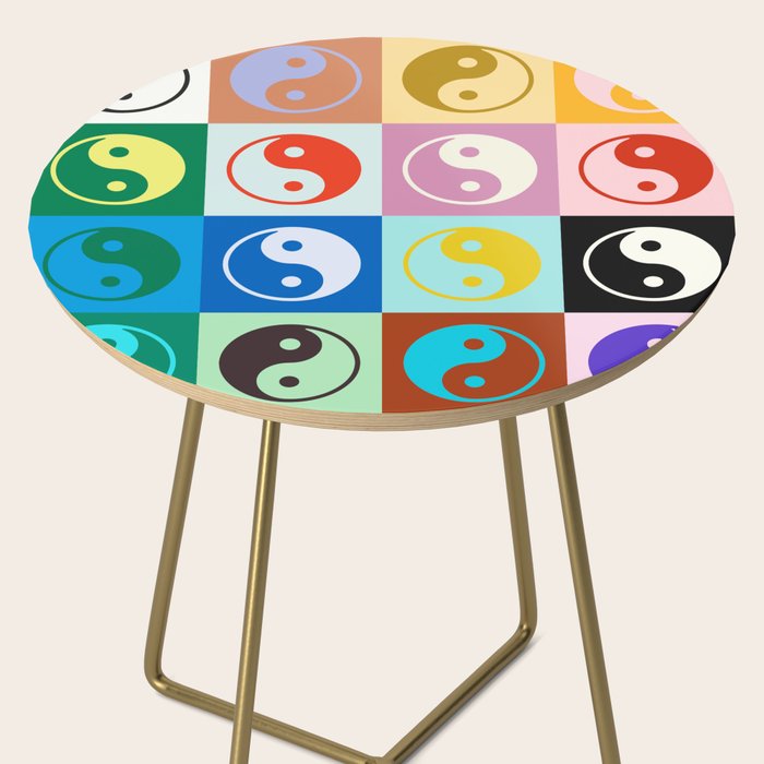 Checkered Yin Yang Pattern (Color Block Version) Side Table Gallery Image 2