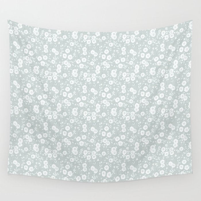 Cluster Flower Vines - Mint Wall Tapestry Gallery Image 1