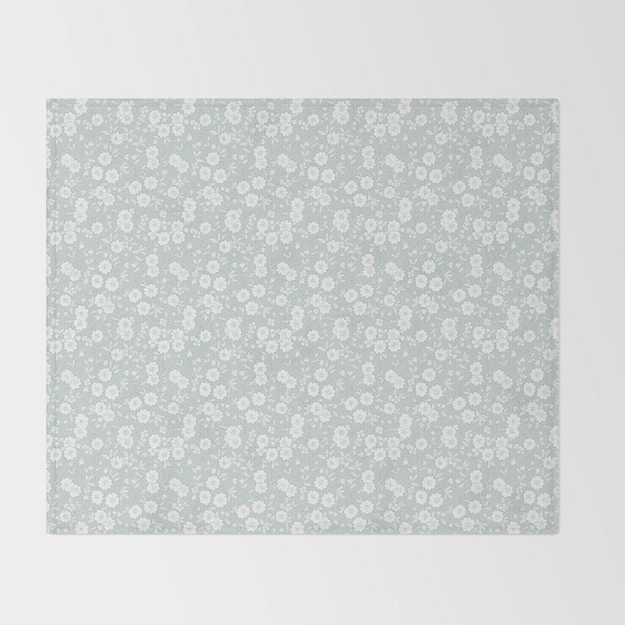 Cluster Flower Vines - Mint Throw Blanket Gallery Image 2