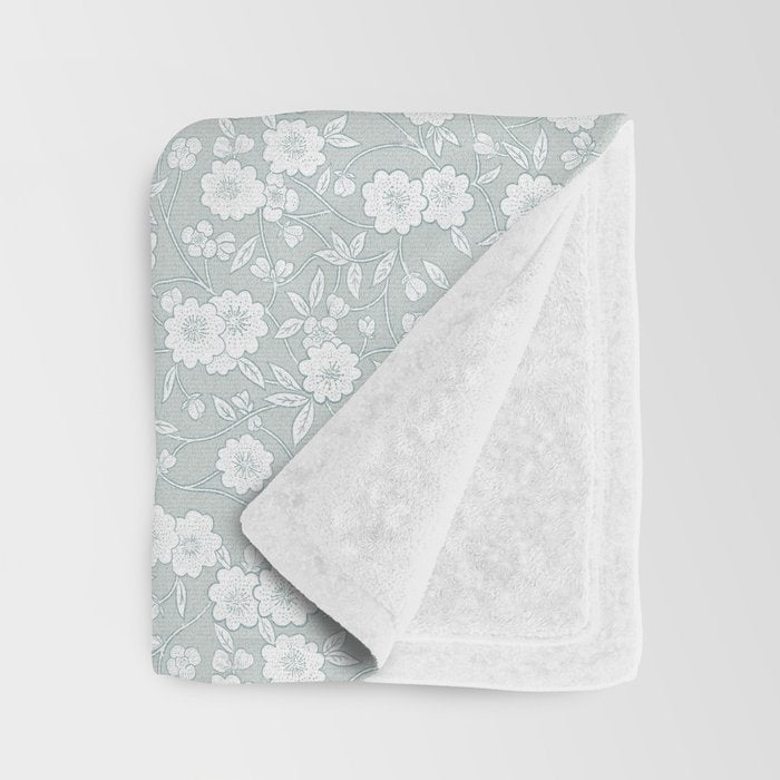 Cluster Flower Vines - Mint Throw Blanket Gallery Image 3