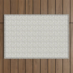 Lotus Block Print Floral - Beige White Outdoor Rug Gallery Image 1