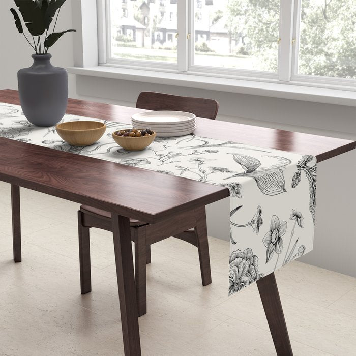 Toile de Jouy Vintage French Floral Table Runner Gallery Image 2