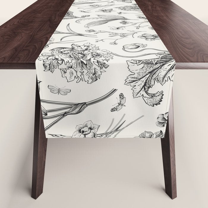 Toile de Jouy Vintage French Floral Table Runner Gallery Image 1