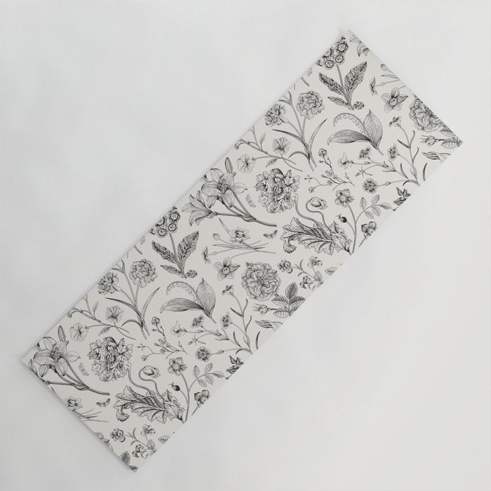 Toile de Jouy Vintage French Floral Yoga Mat Gallery Image 1