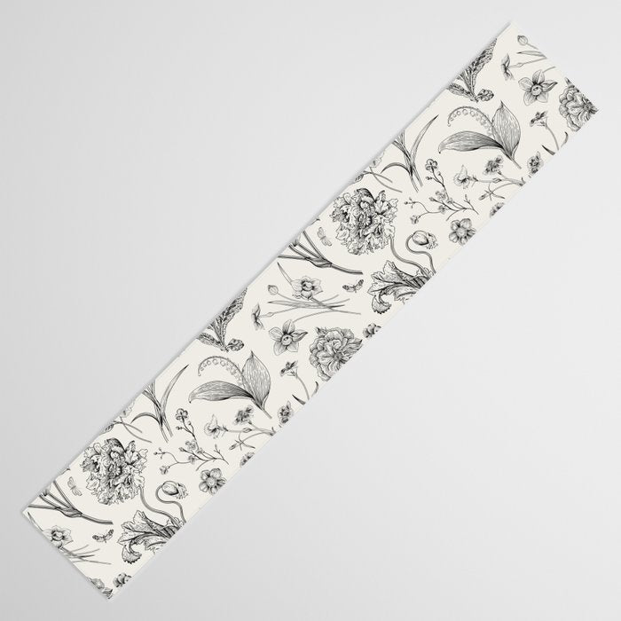 Toile de Jouy Vintage French Floral Table Runner Gallery Image 3