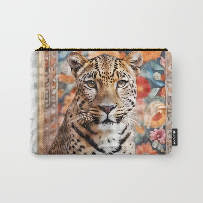 Summer Home, Leopard Tiger Cheetah Indoors Moroccan Rug, Photography Eclectic Wildlife Animals, Home Pets Wild Cats Carry All Pouch Gallery Image 1