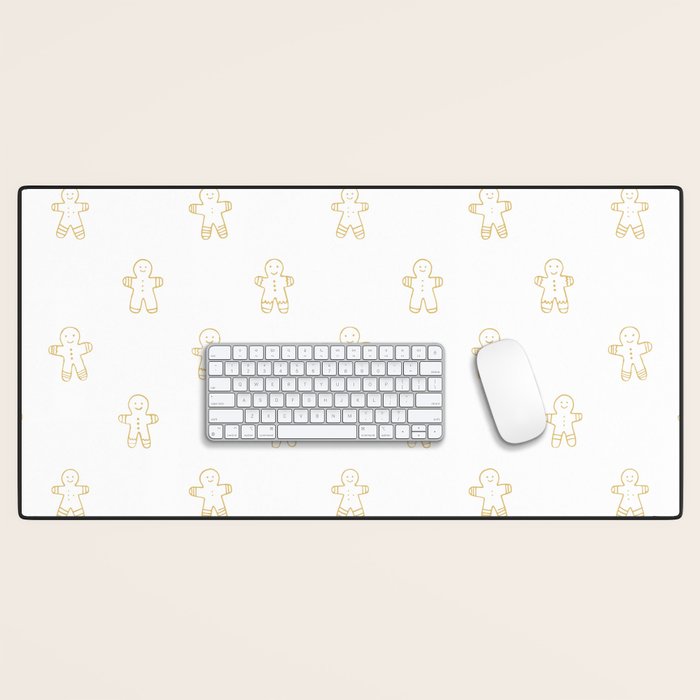 Christmas gingerbread cookie pattern Desk Mat Gallery Image 1