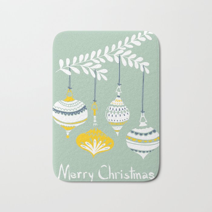 Cheerful little Christmas baubles mint Bath Mat Gallery Image 1