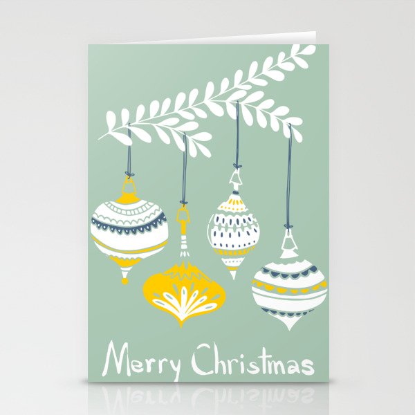 Cheerful little Christmas baubles mint Stationery Card Gallery Image 2