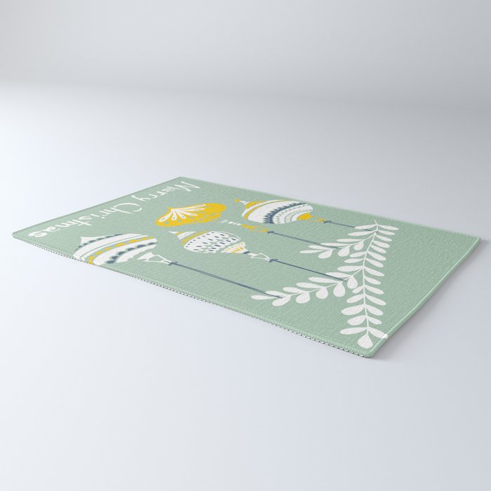 Cheerful little Christmas baubles mint Rug Gallery Image 3
