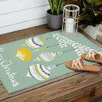 Cheerful little Christmas baubles mint Outdoor Rug Gallery Image 2