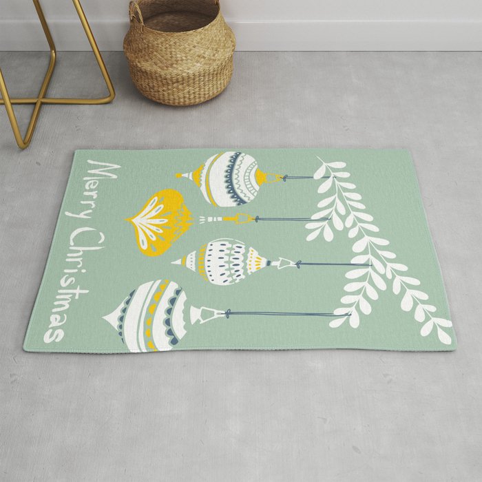 Cheerful little Christmas baubles mint Rug Gallery Image 1