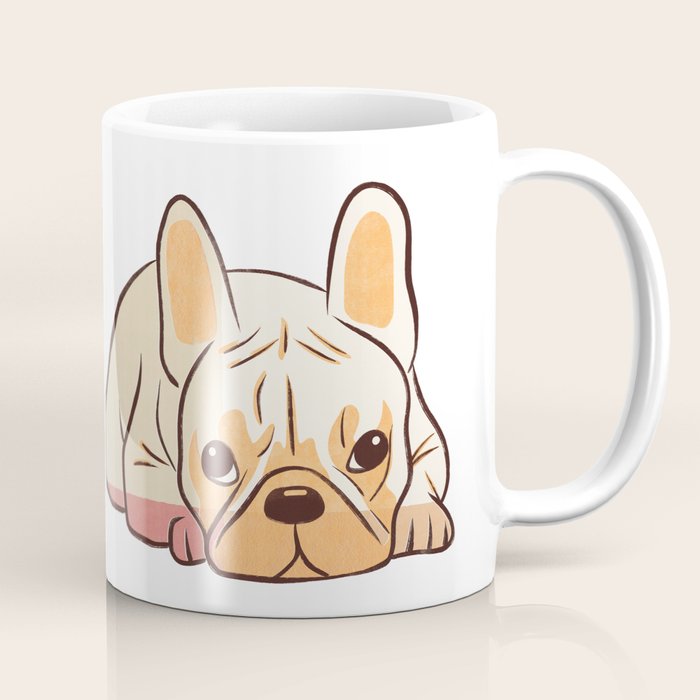 Adorable French Bulldog - Playful Dog Design in Neutral Tones Coffee Mug Gallery Image 1