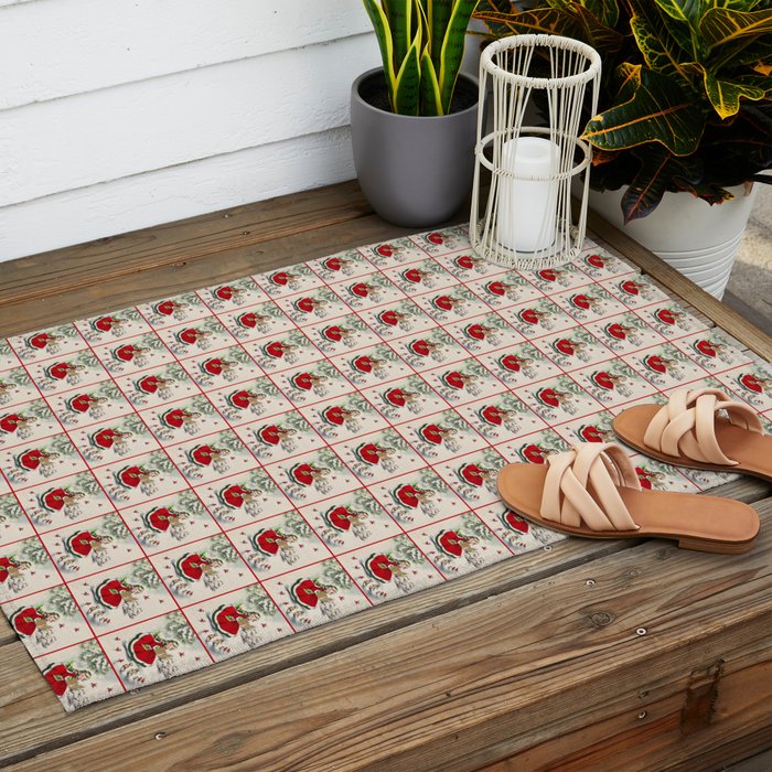 Vintage Christmas Girl Outdoor Rug Gallery Image 2