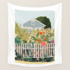 A Postcard From Cozy  - mixed media Garden Illustration  Wall Tapestry Gallery Image 4