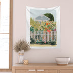 A Postcard From Cozy  - mixed media Garden Illustration  Wall Tapestry Gallery Image 2