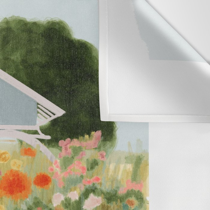 A Postcard From Cozy  - mixed media Garden Illustration  Wall Tapestry Gallery Image 3