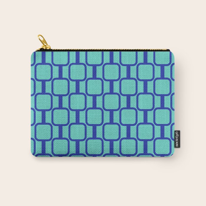 Mod Links Mid Century Modern Geometric Pattern Aqua Blue Carry All Pouch Gallery Image 1