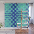 Mod Links Mid Century Modern Geometric Pattern Aqua Blue Wall Mural Gallery Image 1