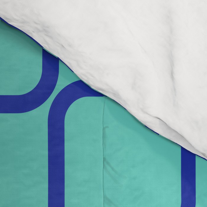 Mod Links Mid Century Modern Geometric Pattern Aqua Blue Comforter Gallery Image 4